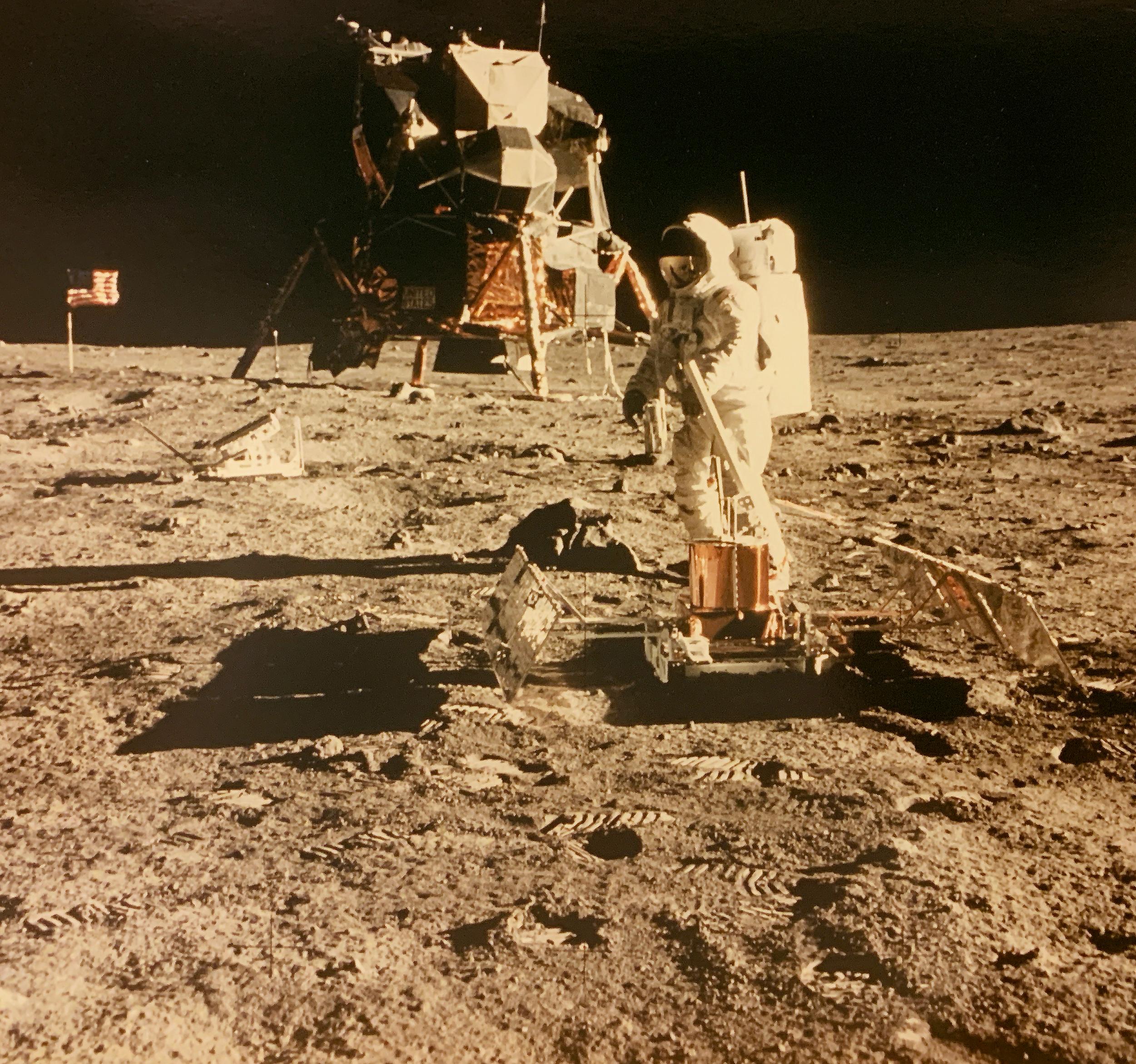 16 x 20 Photo of Apollo 11 Astronaut Buzz Aldrin Conducting Experiments on Moon - Photograph by NASA