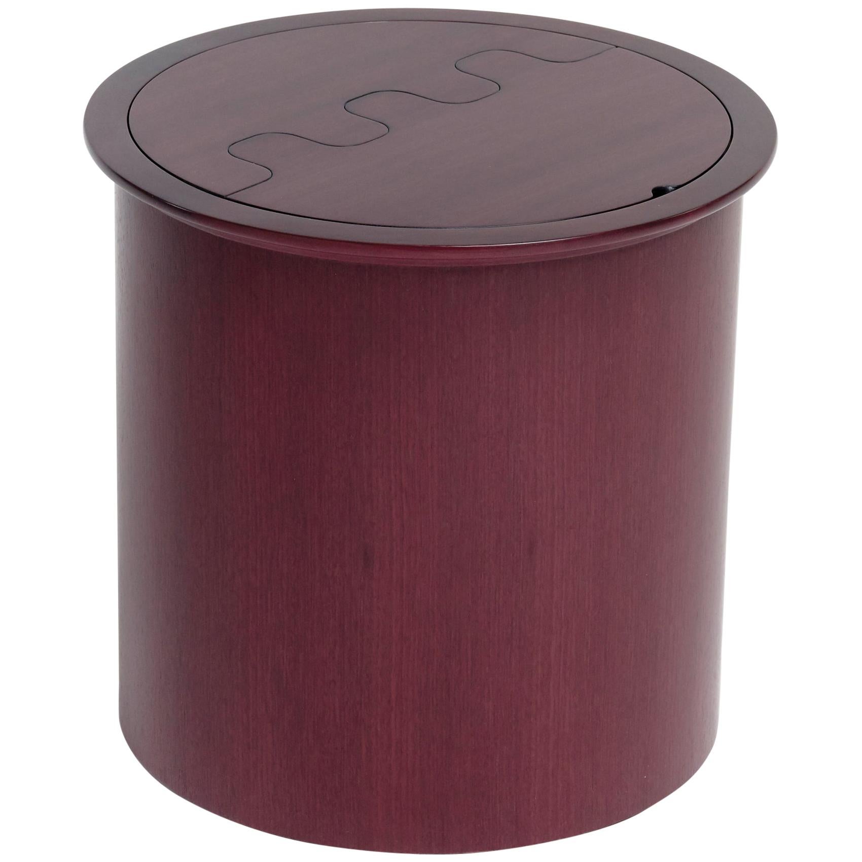 For Sale: Brown (Amaranth) Nascondino Small Wooden Container with Leather Interior by Bottega Ghianda