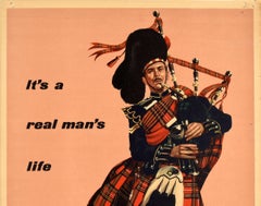 Original Vintage Military Poster Join The Regular Army Scots Guards Piper