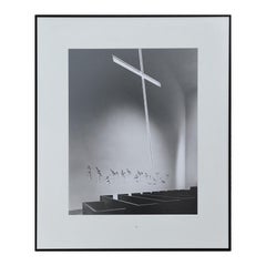 Vintage "Chapel of St. Basil" Black and White Photograph of Church Interior Cross Window