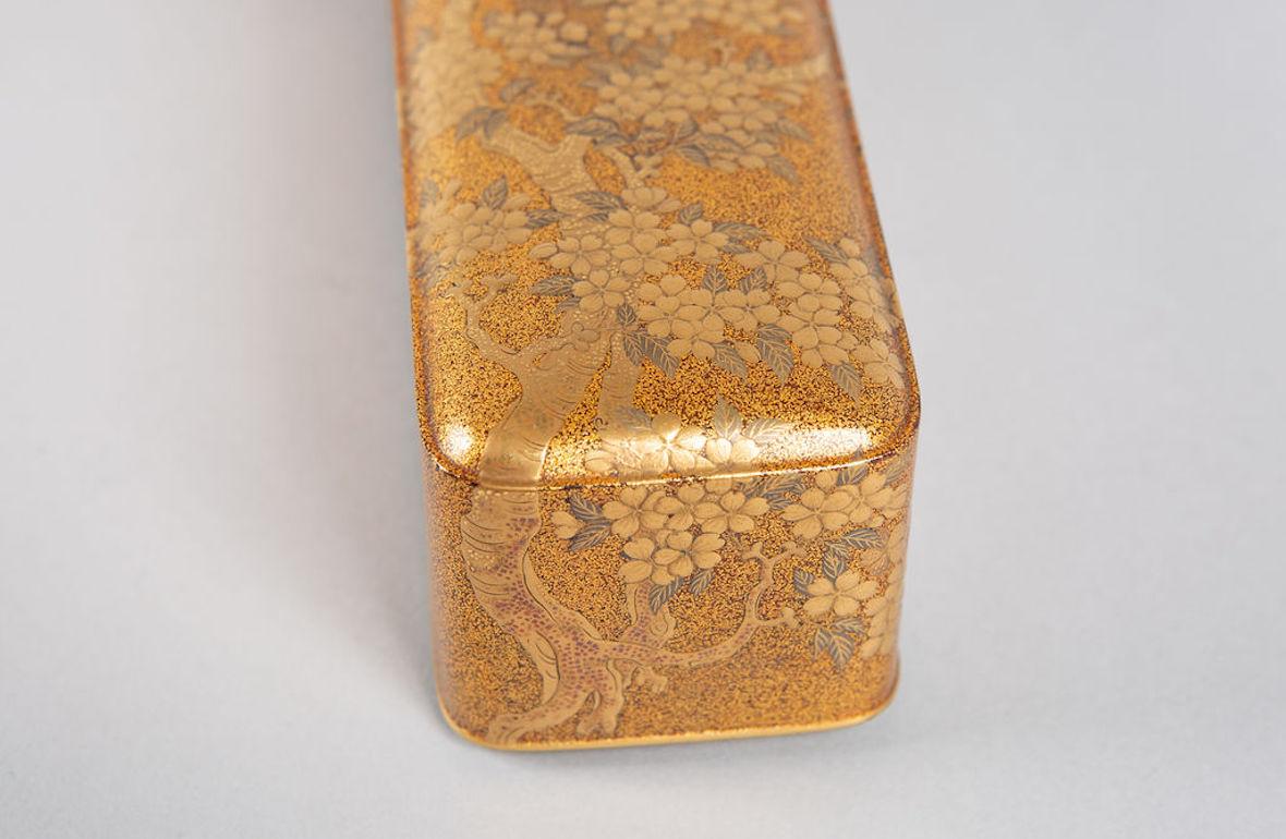 18th Century Nashiji and Fundame Gold Lacquer Flute Box