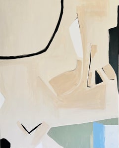 "1° maggio", 60" x 48", acrilico su tela di Nasim Nekubakht, 2024; tonalità di marrone chiaro e blu