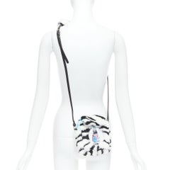 NASIR MAZHAR black white faux fur cartoon small sling bag