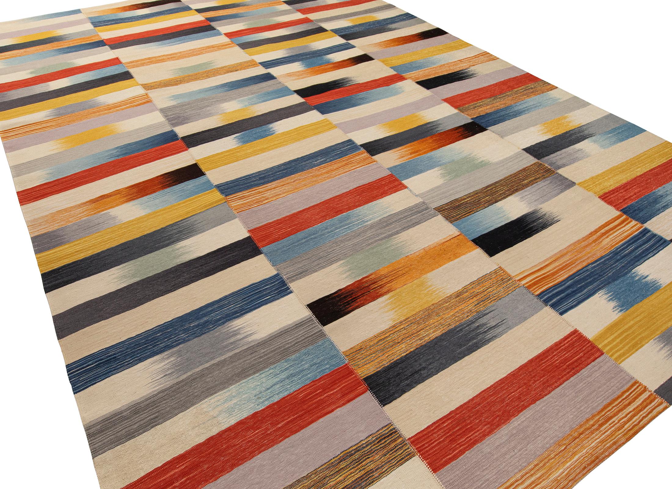 Afghan NASIRI Carpets Mazandaran Collection - Multicolor Flatweave  For Sale