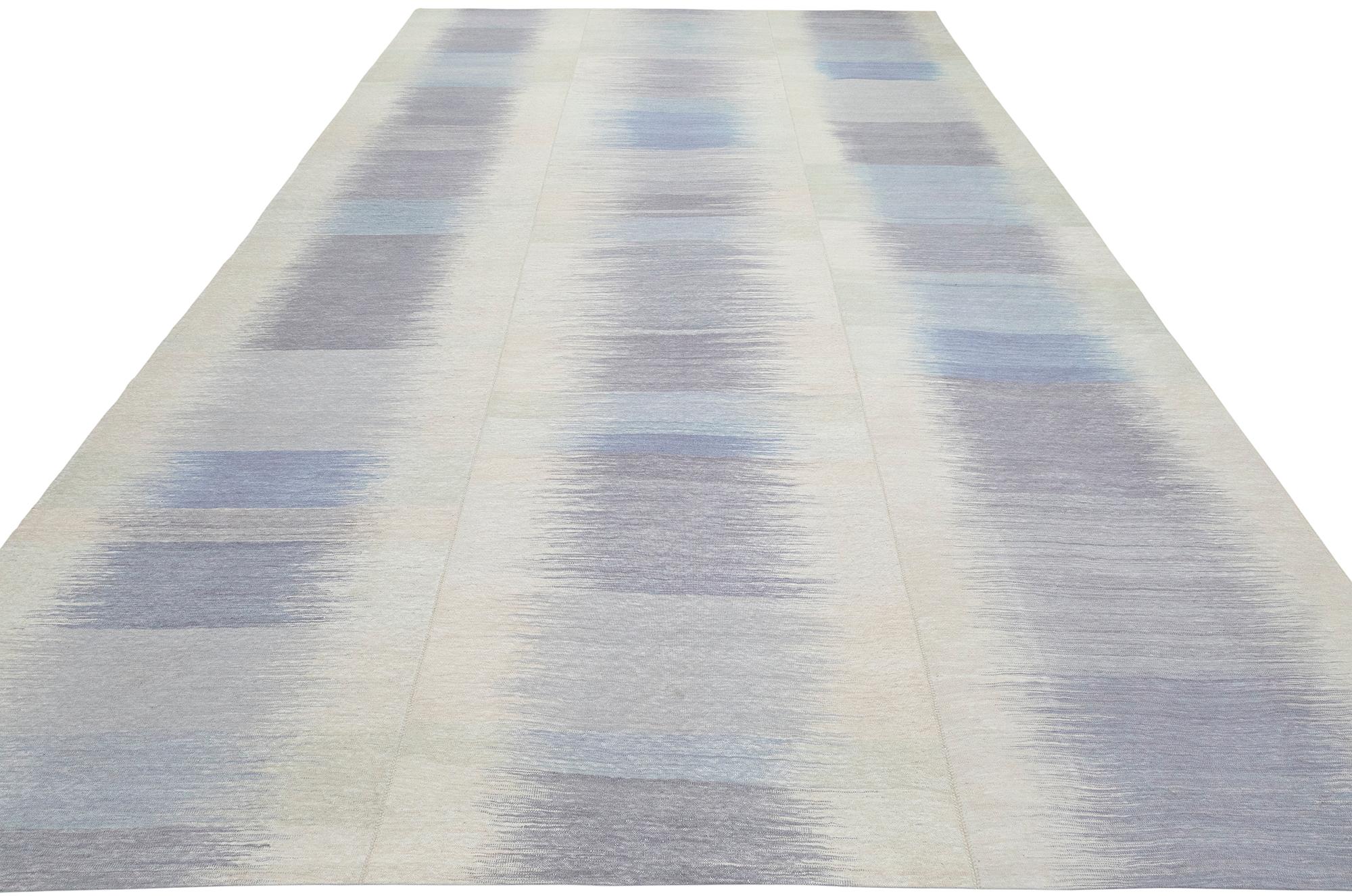 Hand-Woven NASIRI Carpets Mazandaran Collection Purple Flatweave Rug For Sale