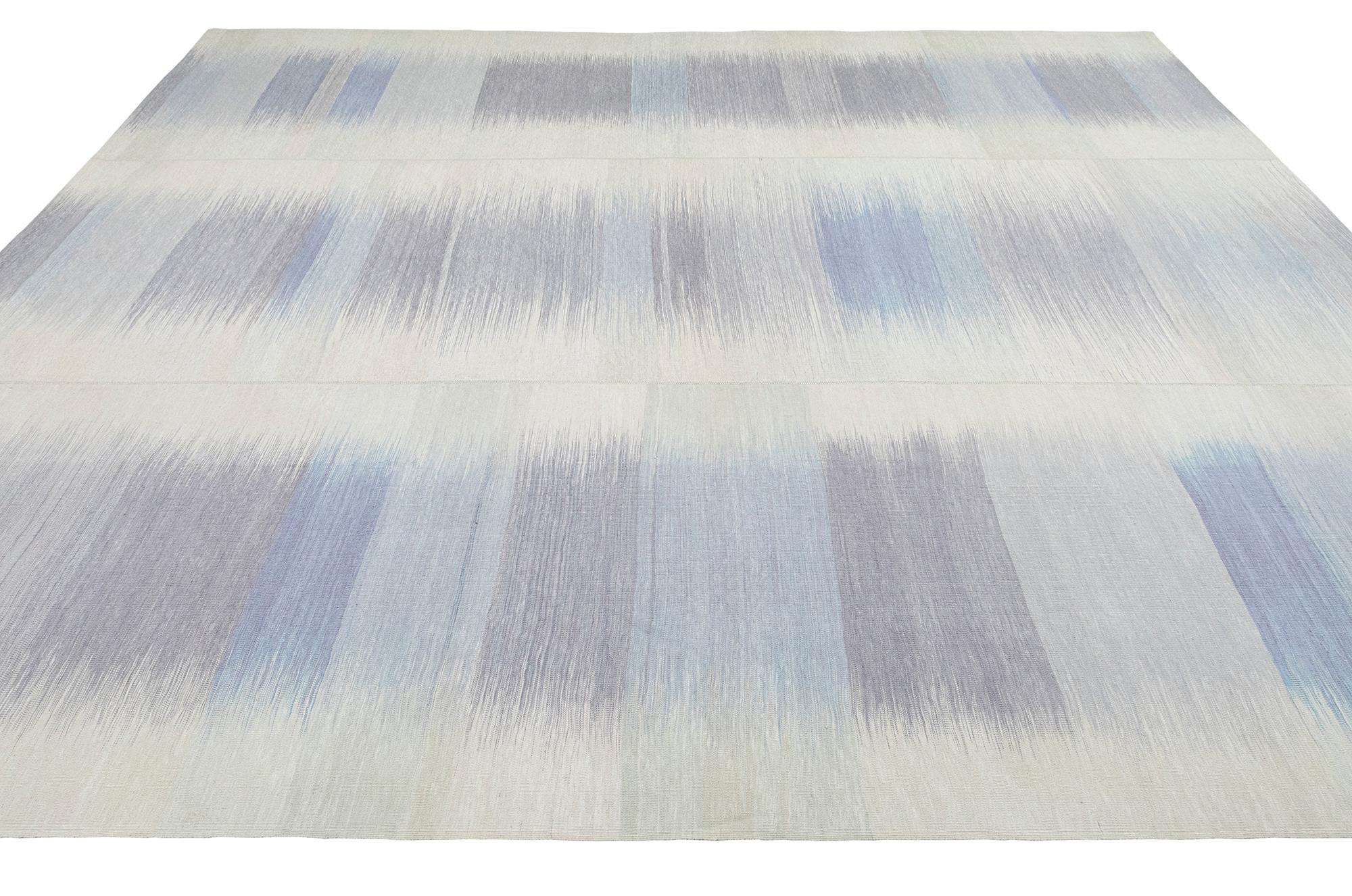 Contemporary NASIRI Carpets Mazandaran Collection Purple Flatweave Rug For Sale