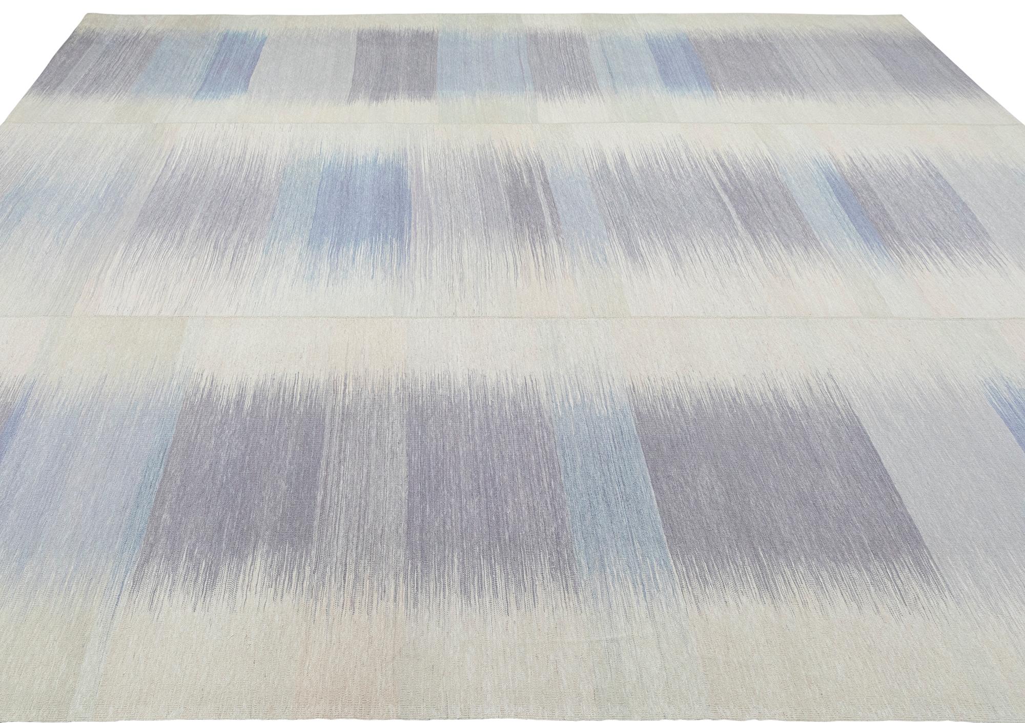Wool NASIRI Carpets Mazandaran Collection Purple Flatweave Rug For Sale