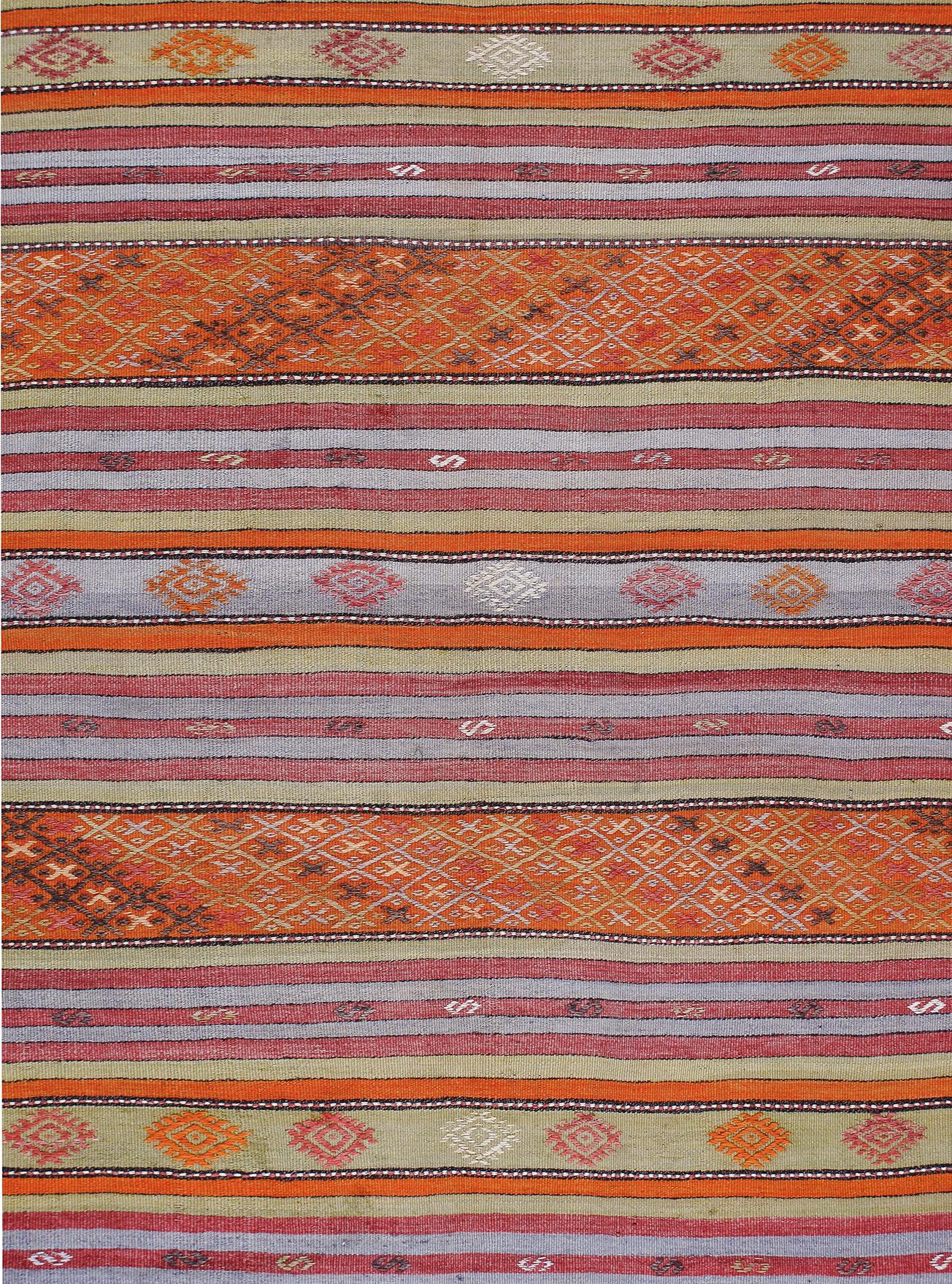 This vintage tribal flatweave rug was handmade in Turkey. The Mid-Century Modern Collection is skillfully sourced by N A S I R I and exclusive to our showroom. These flatweaves embody the minimalist sophistication that emerged in the mid-20th
