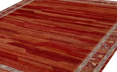 Nasiri Ziegler Sultanabad Rug in Red Field with Blue Border hand-knotted in Iran