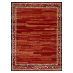 Nasiri Ziegler Sultanabad Rug in Red Field with Blue Border hand-knotted in Iran