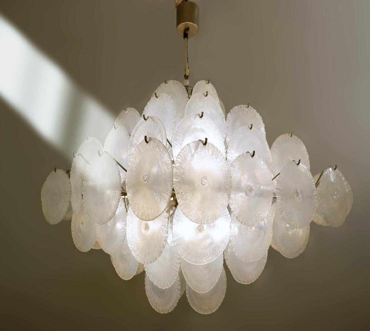 Nason chandelier with Murano glass discs, 1960s.