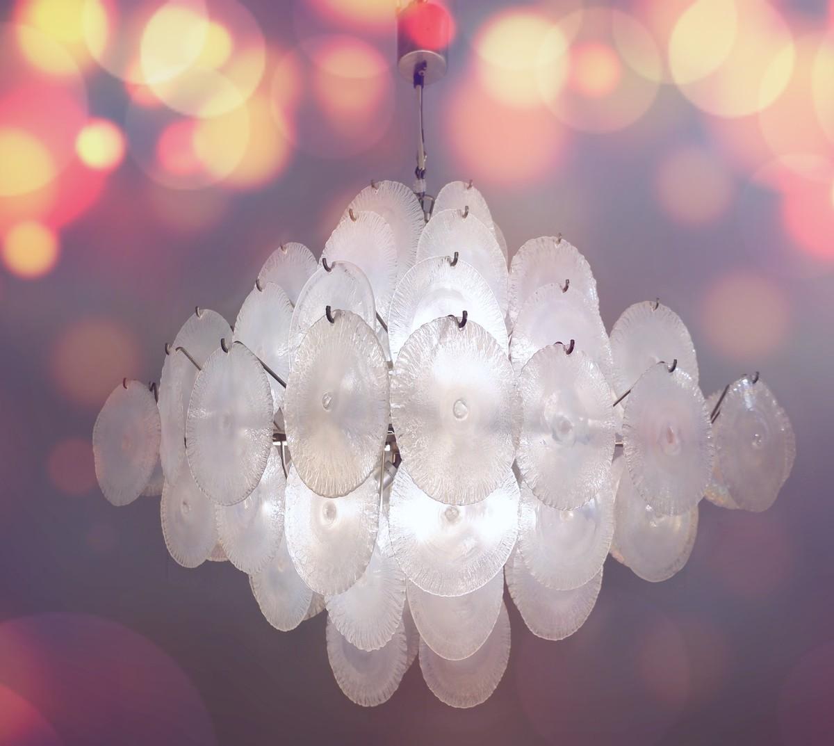 Mid-Century Modern Nason Chandelier with Murano Glass Discs, 1960s