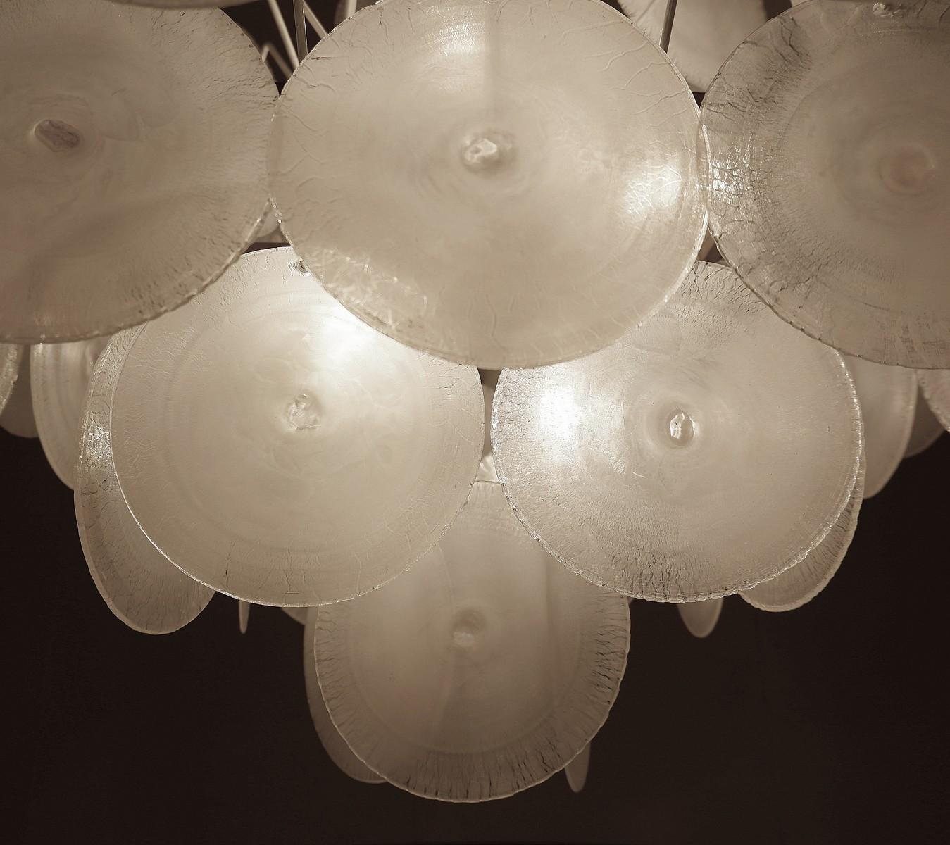 Italian Nason Chandelier With Murano Glass Discs, 1960s