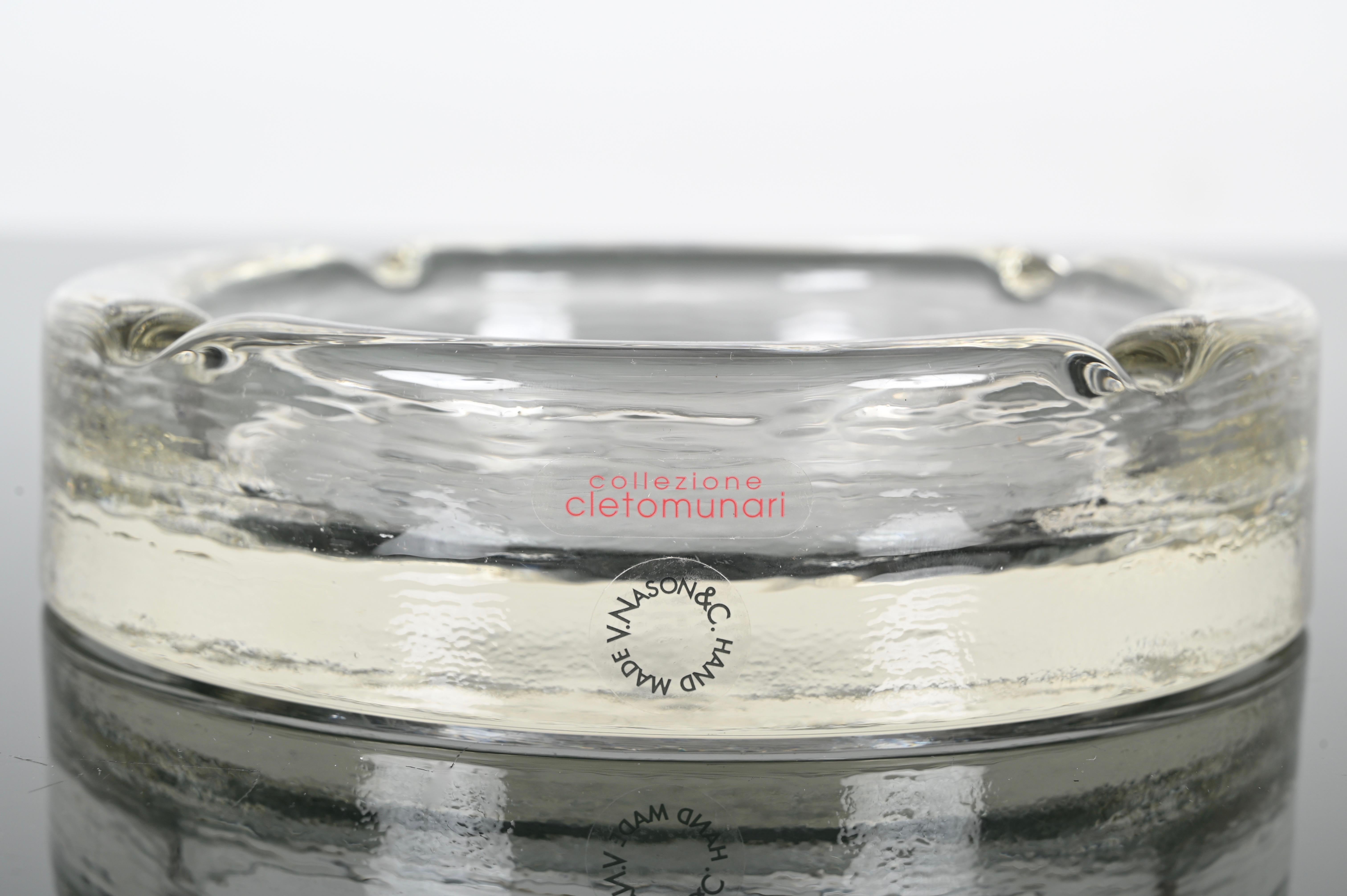 Nason & Co. Aschenbecher aus Murano-Eisglas „Collection“ für Cleto Munari, Italien 1980er Jahre (20. Jahrhundert) im Angebot