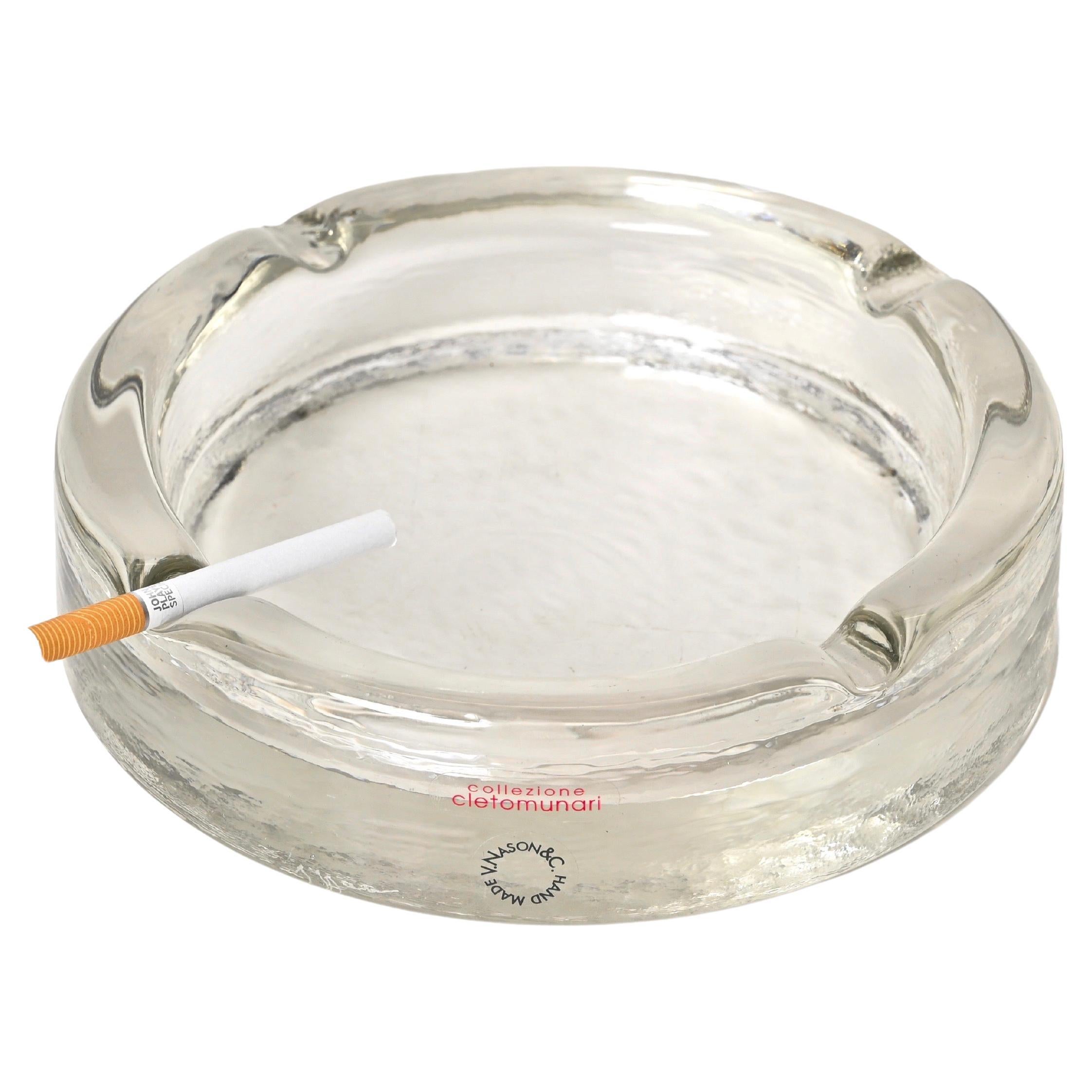 Nason & Co. Murano Ice Glass "Collection" Ashtray for Cleto Munari, Italy 1980s For Sale