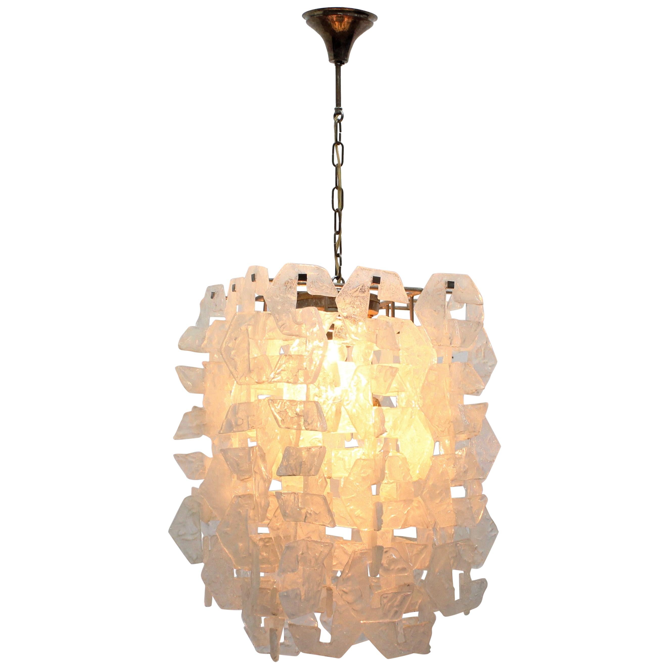 Murano Crystal and Opaline Glass Chandelier by Mazzega Murano Crystal and Opaline Glass Chandelier by Mazzega