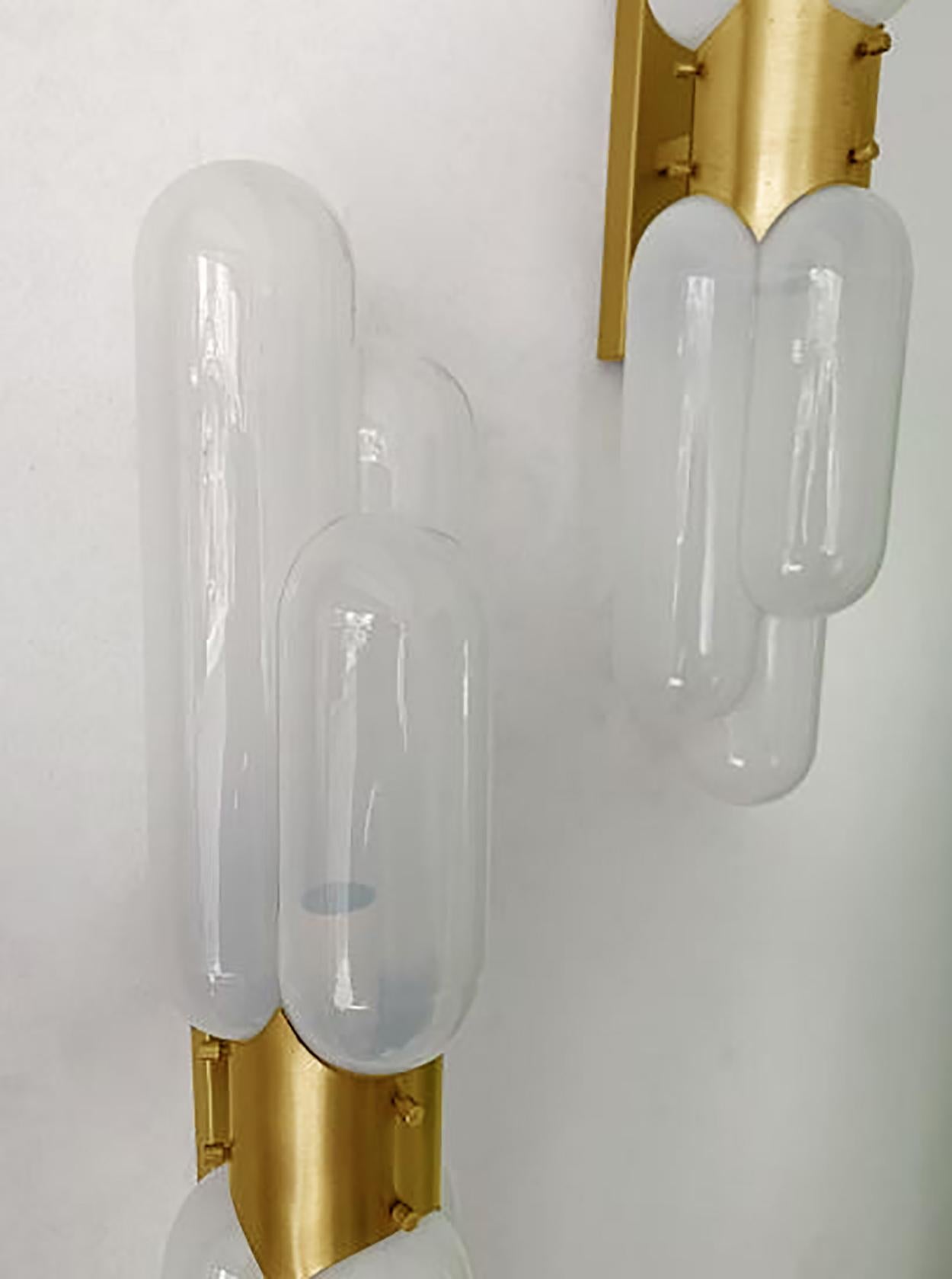 European Nason for Mazzega Torpedo Murano Glass and Brass Details, 1960's