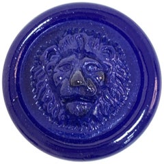 Nason, Italian Murano Glass Leo Lion Paperweight Blue, Venezia Murano Italy