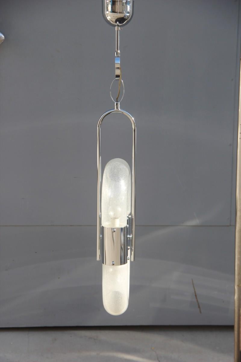 Late 20th Century Nason Mazzega Pulegoso Murano Art Glass Curved Chandelier Italian 1970 Pop Art