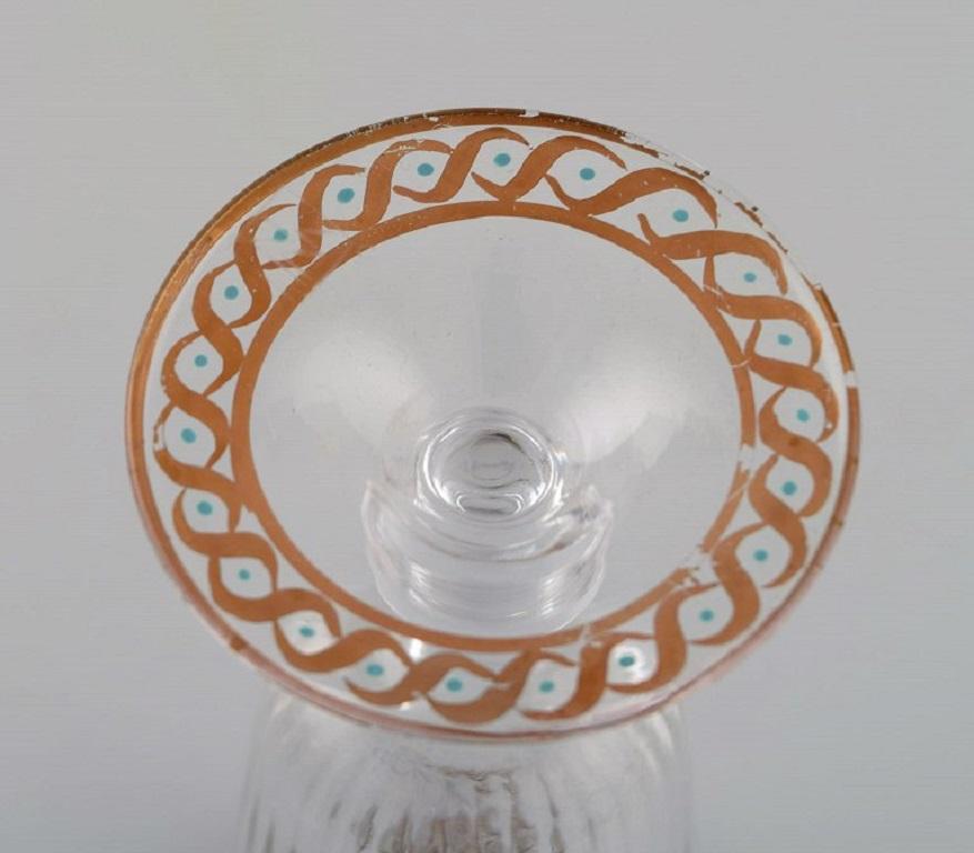 Nason & Moretti, Murano, Cinco copas de vino con decoración turquesa y dorada Vidrio artístico en venta