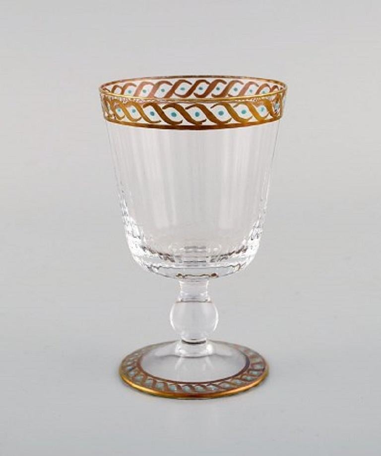 Art Deco Nason & Moretti, Murano, Six White Wine Glasses in Mouth-Blown Art Glass, 1930's