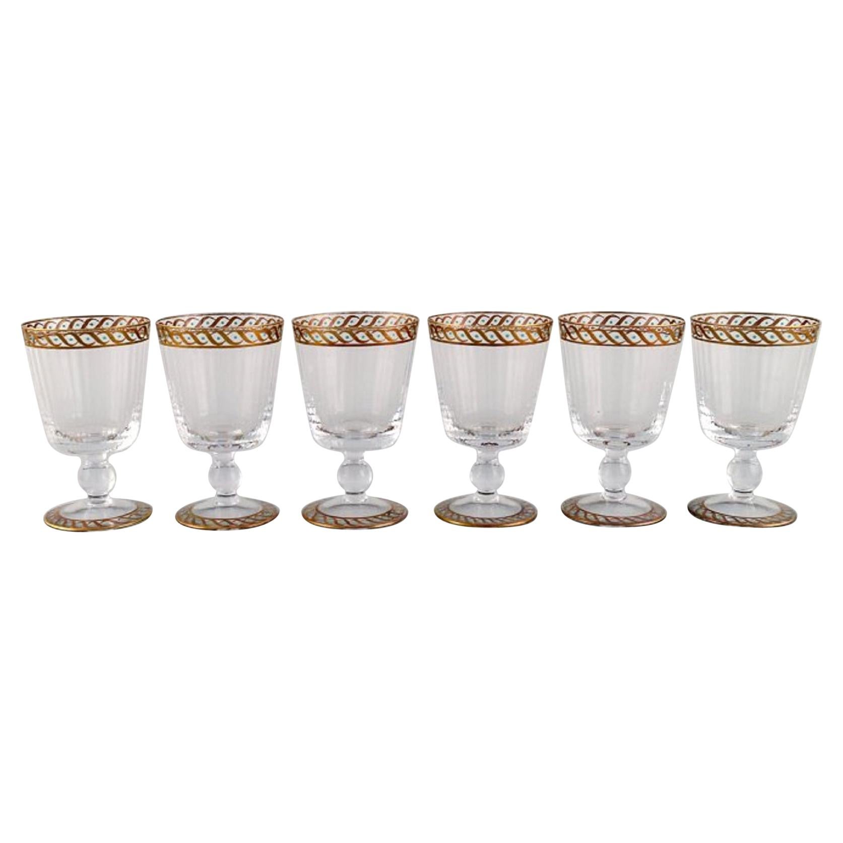 Nason 
Moretti, Murano, Six White Wine Glasses in Mouth-Blown Art Glass, 1930
s