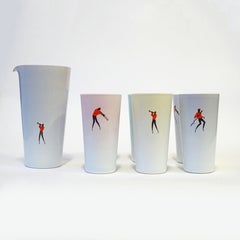 Nason Moretti Musicisti Set da bere in vetro di Murano bianco e colorato, Italia 1955