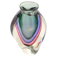 Nason Moretti Vetreia Artistica Murano Oball Blown Art Glass Vase Sommerso Italy