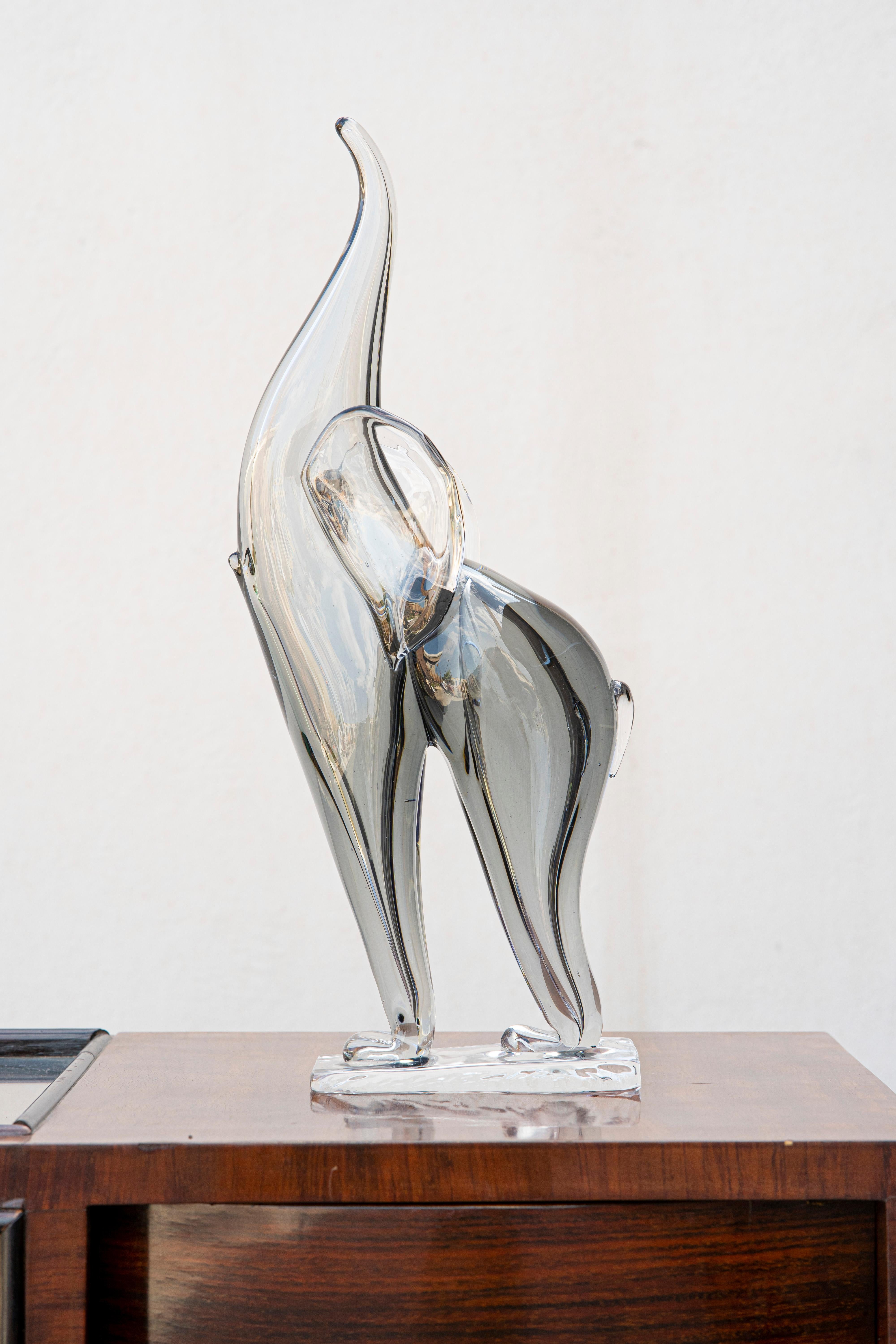Italian Nasonmoretti 1950s Elephant Statue in Murano Glass For Sale