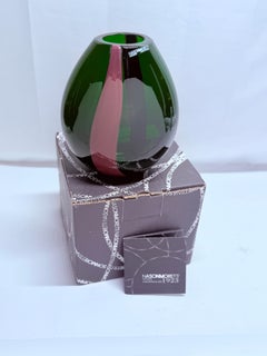 NasonMoretti “Sasso” Green and Bilberry Vase, Murano, Contemporary