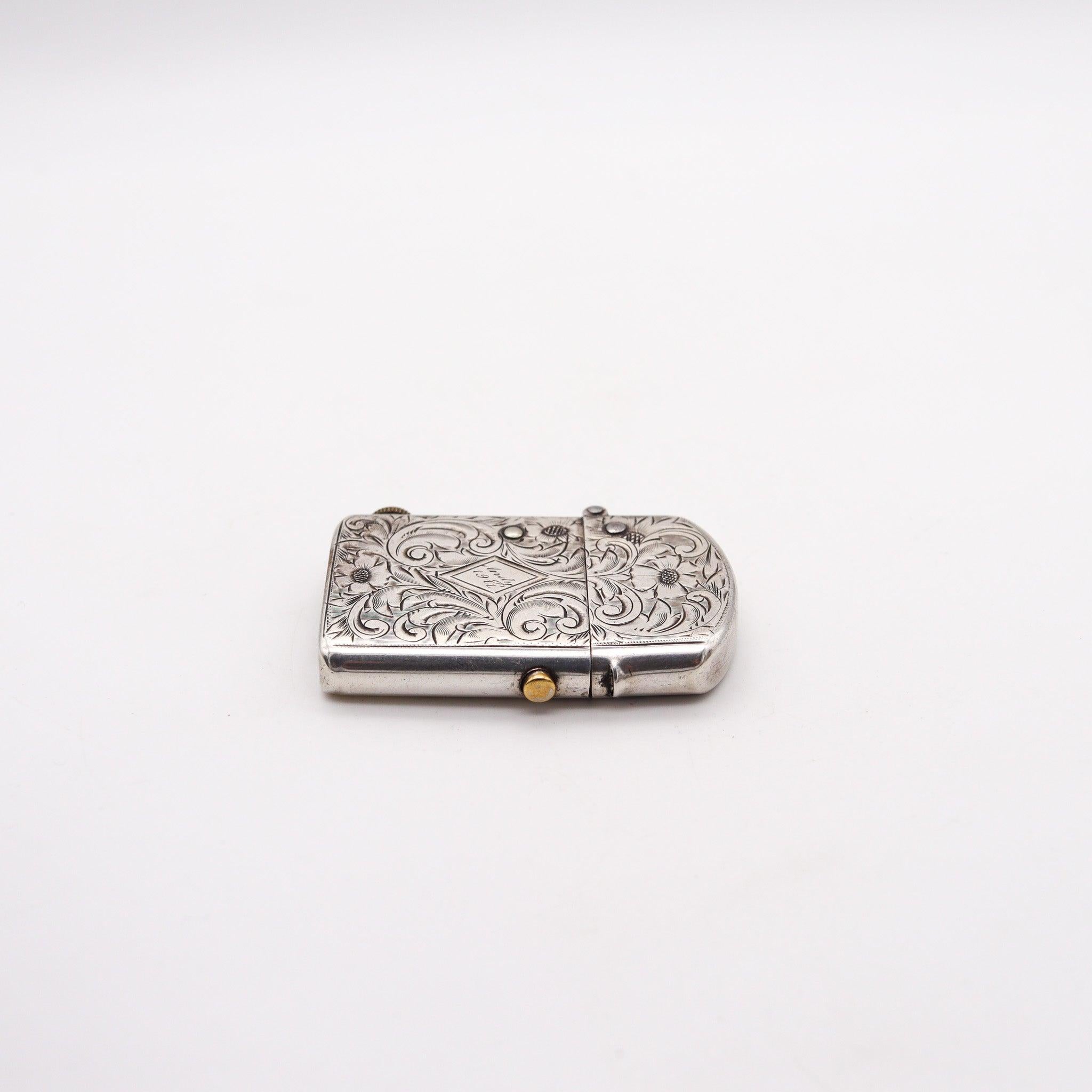 Encendedor de bolsillo de gasolina de plata de ley diseñado por The Nassau Lighter Co.

Se trata de un rarísimo encendedor de bolsillo americano de gasolina de tamaño normal, creado en Nueva York por The Nassau Lighter Company, entre 1910 y 1911.
