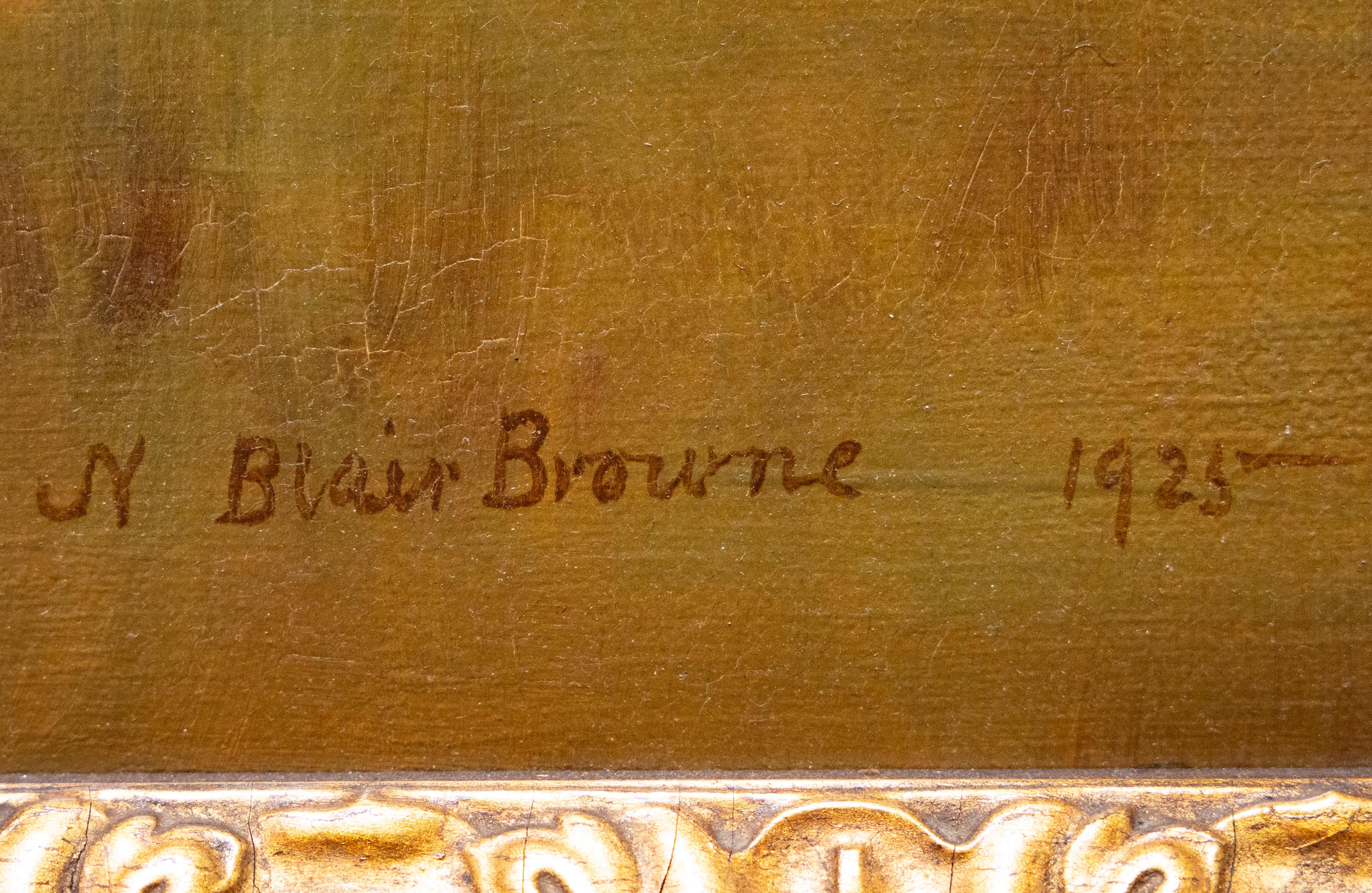 Zwei Jäger in einer offenen Landschaft (Beige), Animal Painting, von Nassau Blair Browne