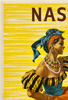 NASSAU JET BOAC BRITISH OVERSEAS AIRWAYS Original Vintage Airline Travel Poster