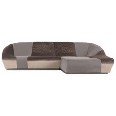 Nassau Modular Sofa in Dark Fabric and Leather by Roberto Cavalli Home Interiors