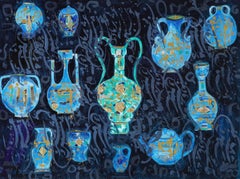 Nasser Ovissi, 'Iranian, Born 1934' "Ancient Vessels" Oil on Canvas Painting