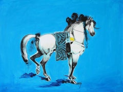 Nasser Ovissi, 'Iranian, Born 1934' "Arabian Horse" Oil on Canvas Painting