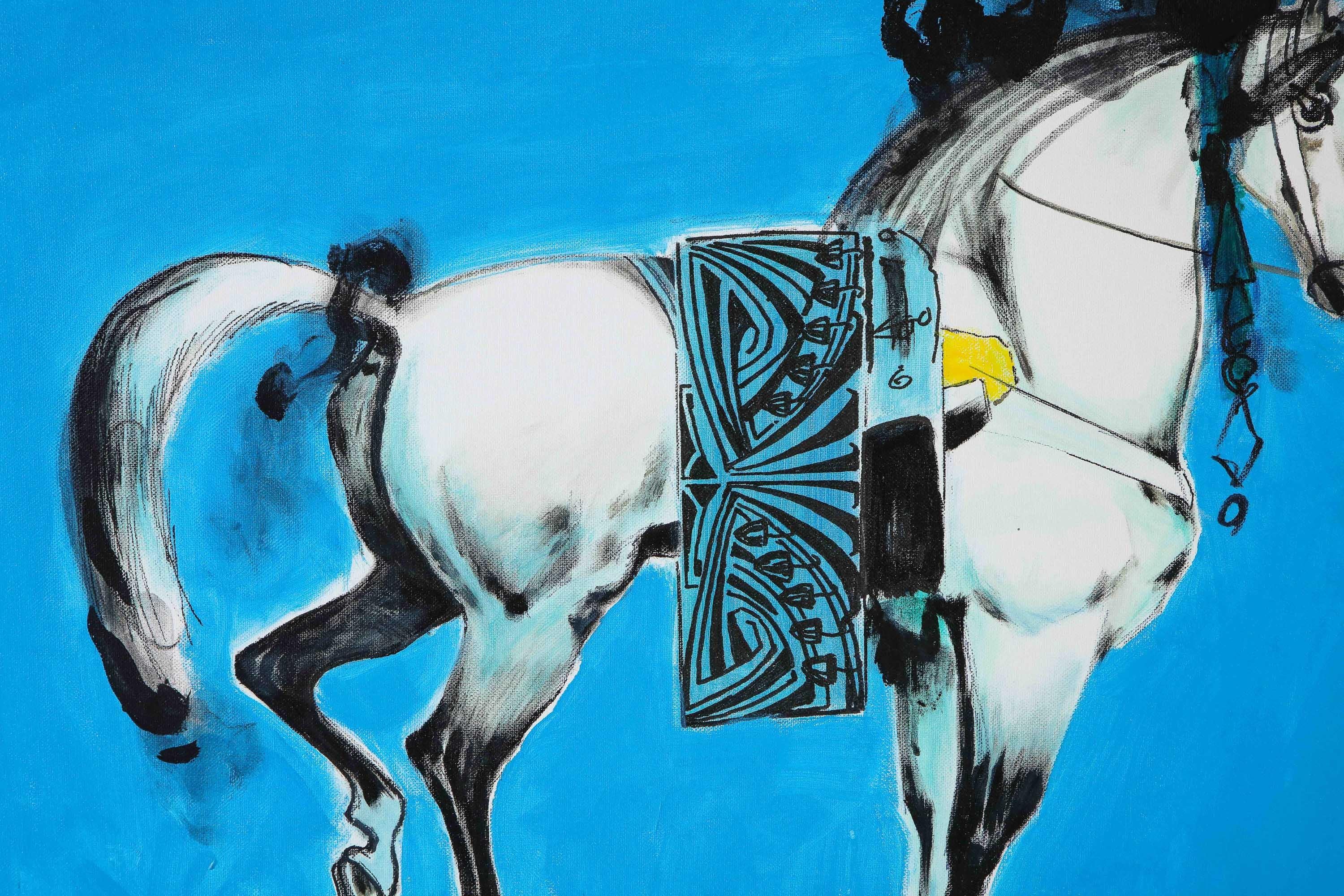 Peinture à l'huile sur toile « Cheval arabe » de Nasser Ovissi, 