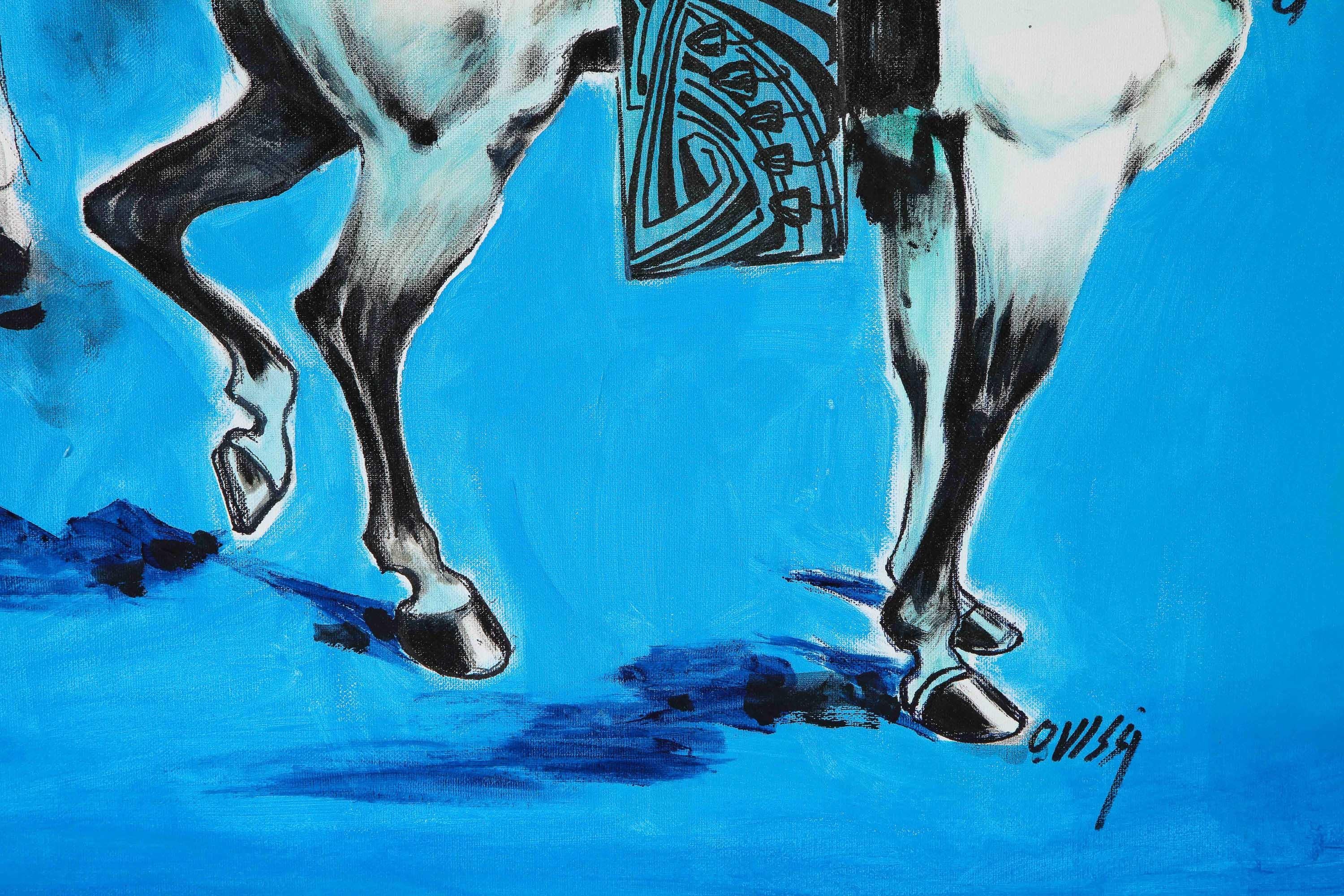 Peinture à l'huile sur toile « Cheval arabe » de Nasser Ovissi, 