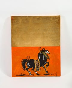 Nasser Ovissi, 'Iranian, Born 1934' "Arabian Horses Triptych" Oil on Canvas