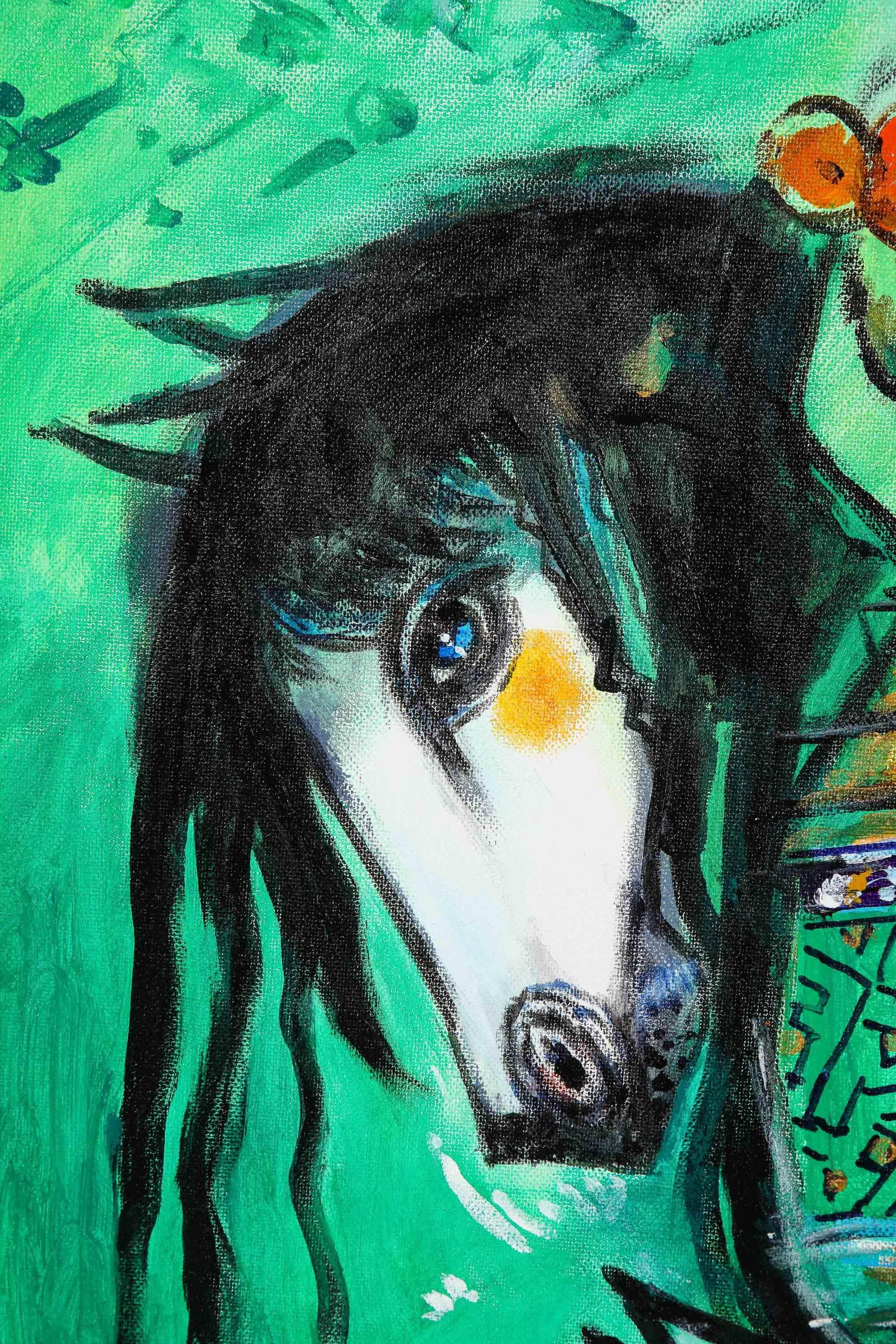 Nasser Ovissi, « Iranien, né en 1934, fille avec chevaux arabes », huile sur toile en vente 9
