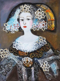 Nasser Ovissi, "Iranien, né en 1934", "Queen Isabella I of Spain" Huile sur toile