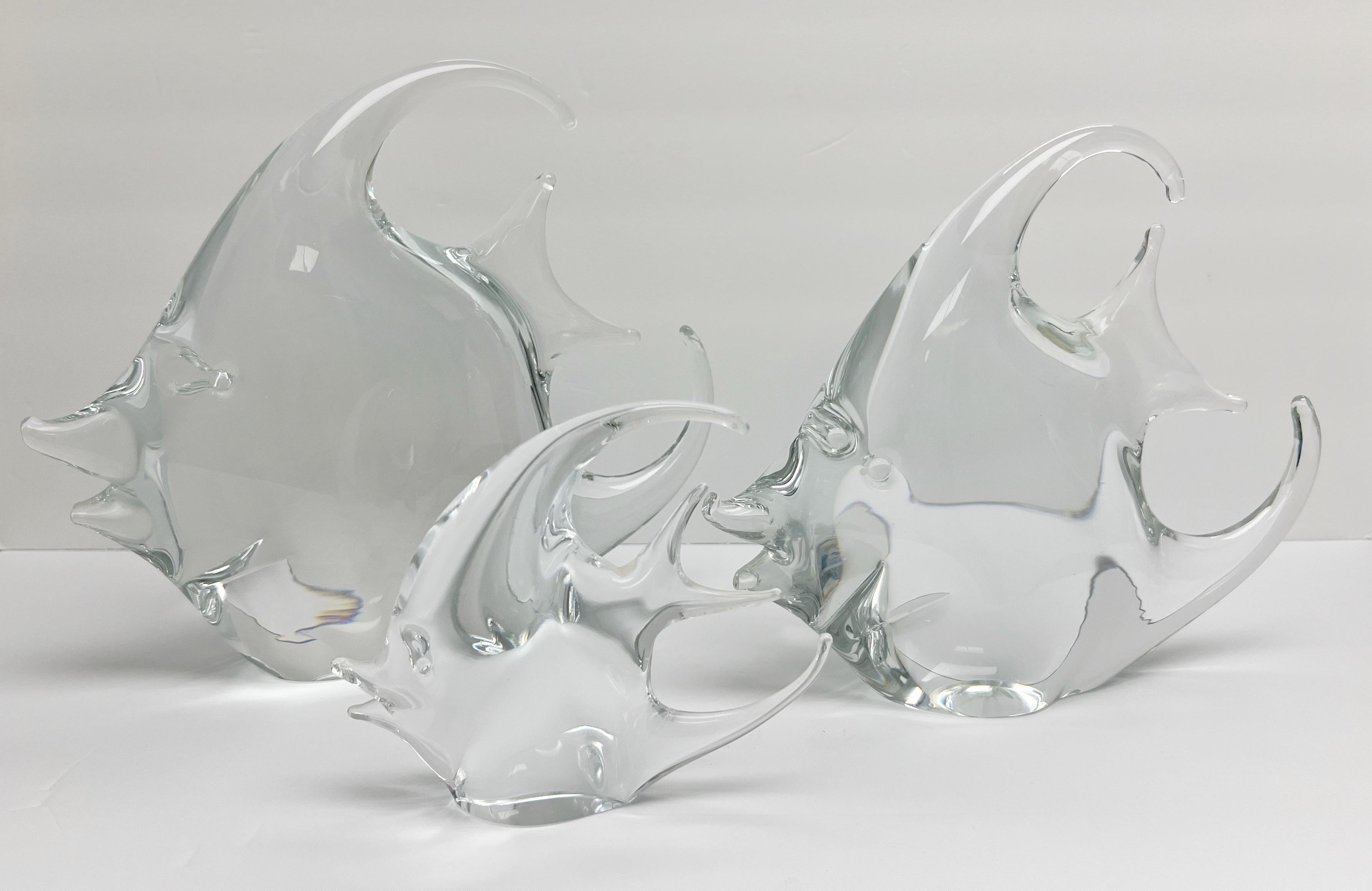 Escultura de cristal de Murano Nasson de la familia del pez ángel 1970s Italiano en venta