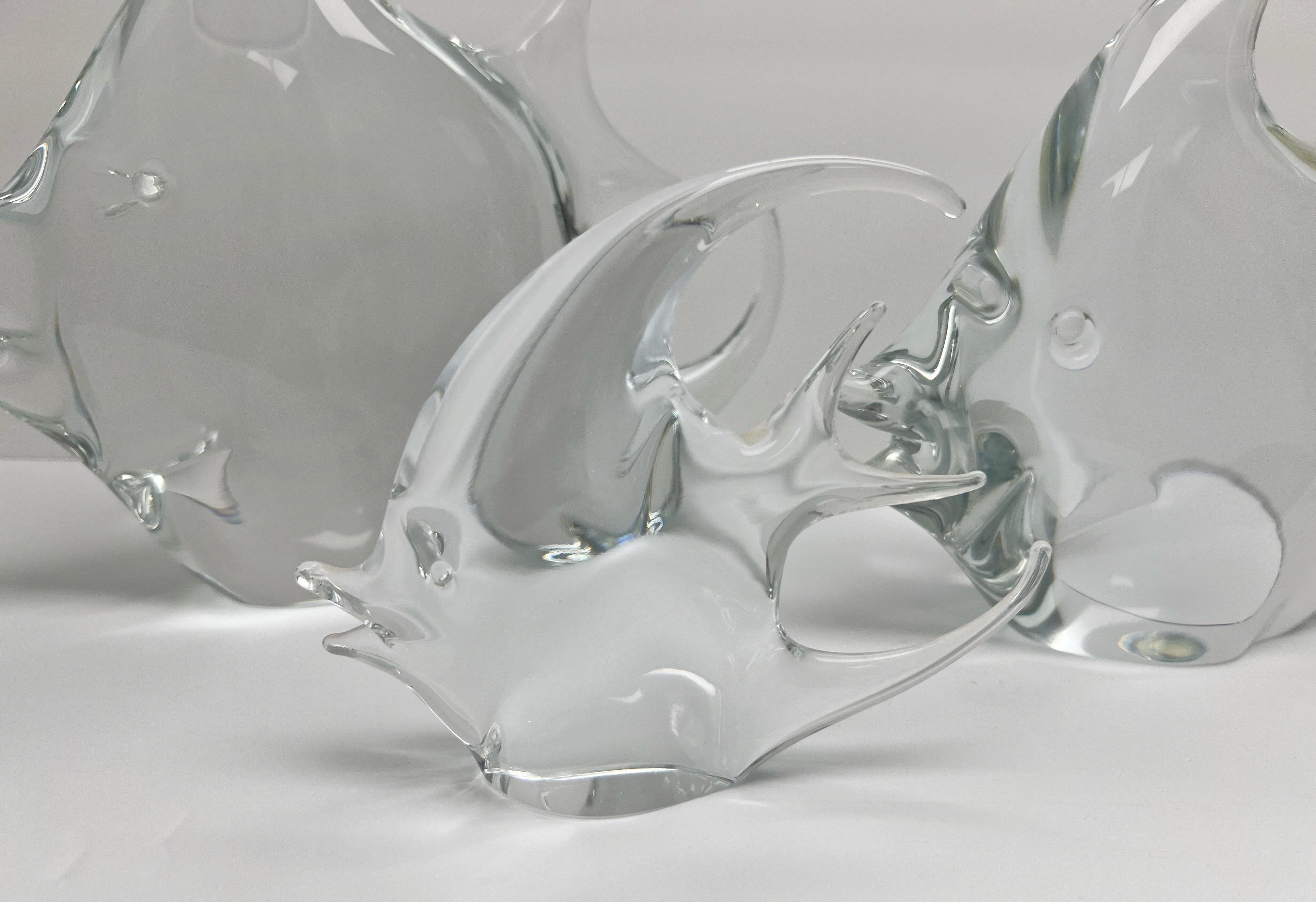 Escultura de cristal de Murano Nasson de la familia del pez ángel 1970s en Bueno estado para la venta en Miami, FL