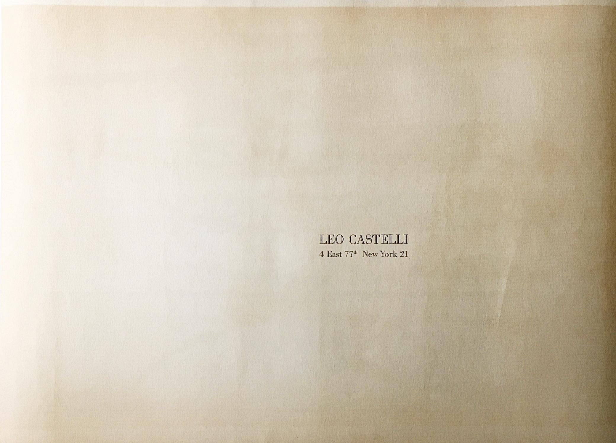 Nassos Daphnos, Structures (Rare Leo Castelli Gallery invitation - Beige Portrait Print by Nassos Daphnis