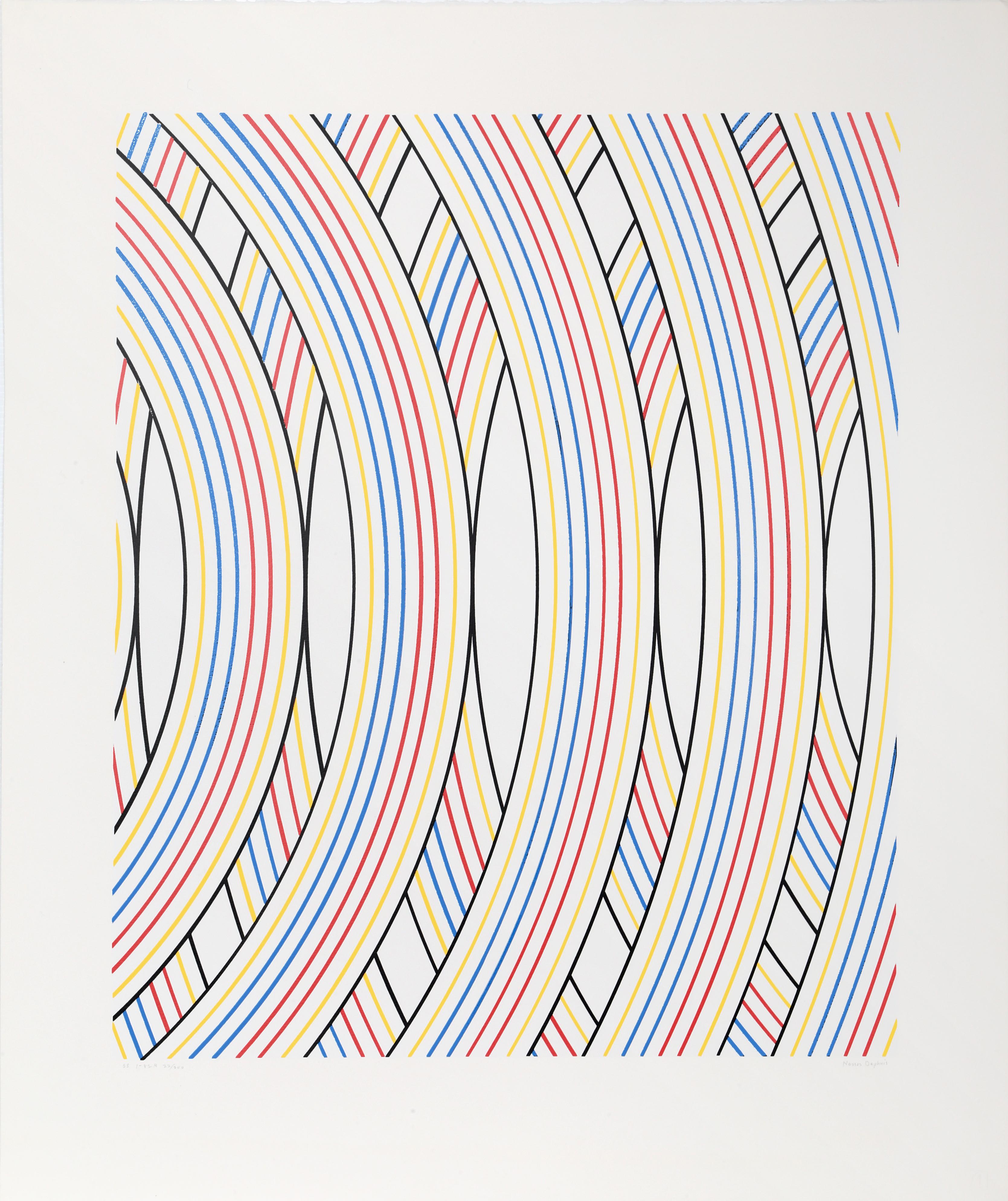 Nassos Daphnis Abstract Print – SS 1-82, Minimalistischer Siebdruck von Daphnis
