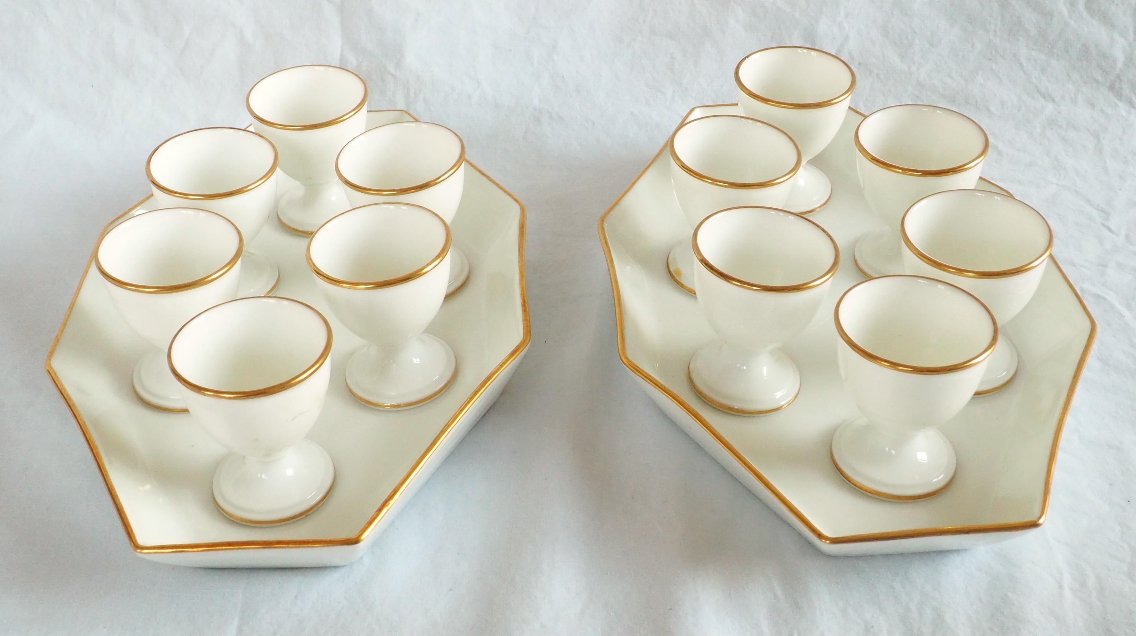 French Nast Manufacture : set of 12 Empire Paris porcelain egg cups - circa 1805 For Sale