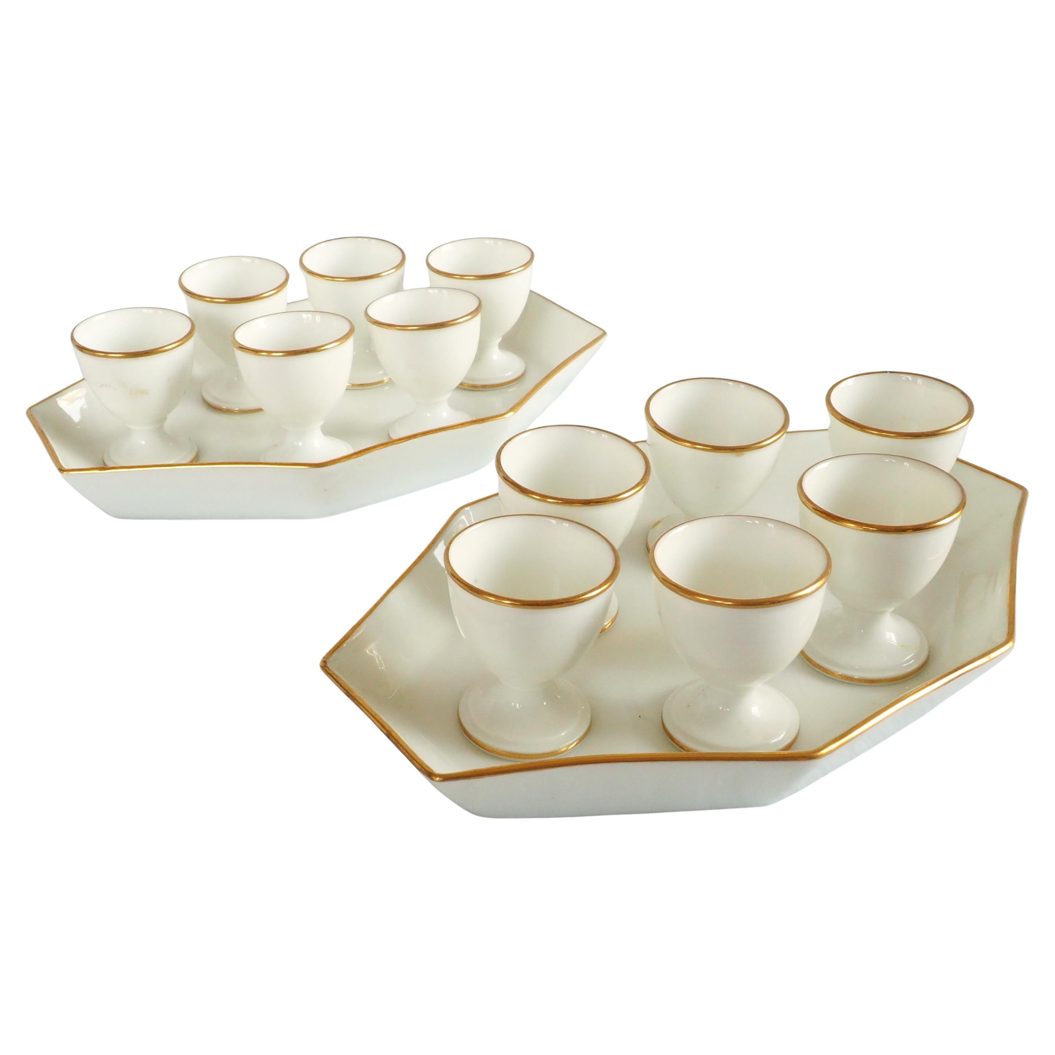 Nast Manufacture : set of 12 Empire Paris porcelain egg cups - circa 1805 For Sale