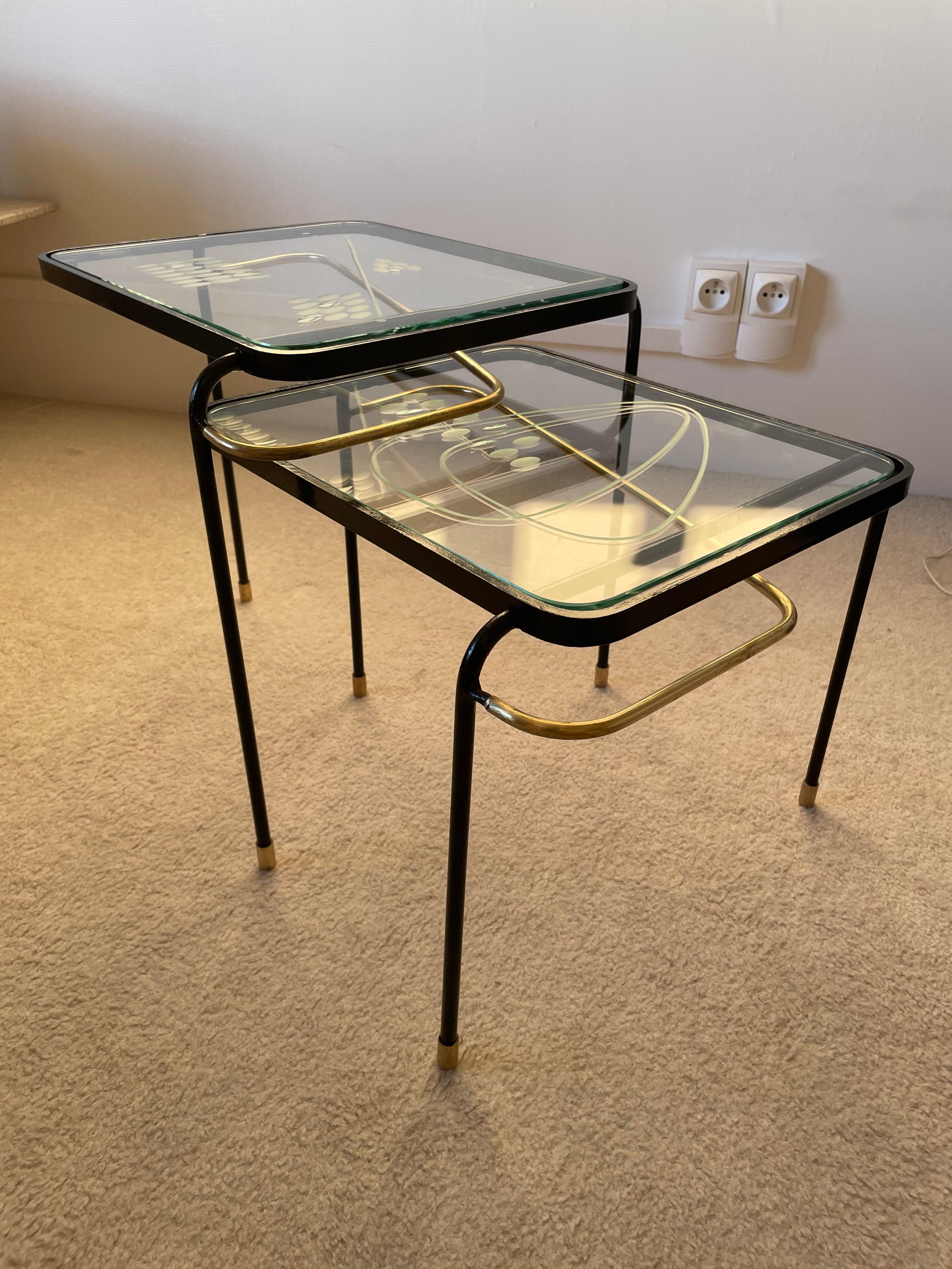 Metal Nasting Tables by Mathieu Mategot For Sale
