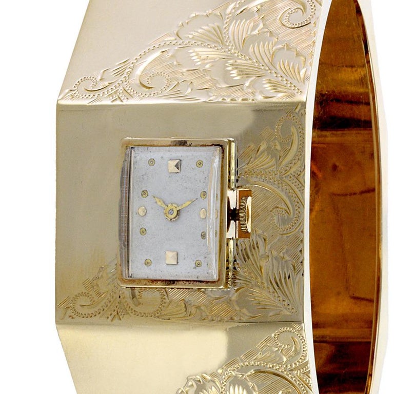 Nastrix Cuff Watch 14K Yellow Gold at 1stDibs | nastrix watch display picture 3
