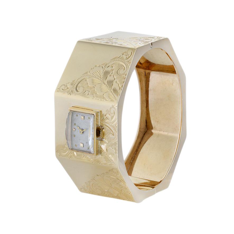 Women's or Men's Nastrix Cuff Watch 14K Yellow Gold For Sale